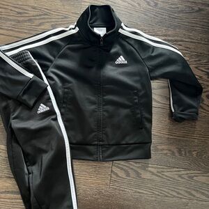 Adidas Black Tracksuit with White Stripes